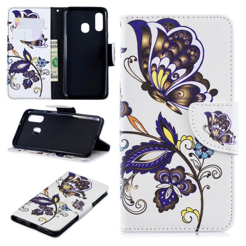 Lederhüllen Samsung Galaxy A40 Schmetterling Tattoo