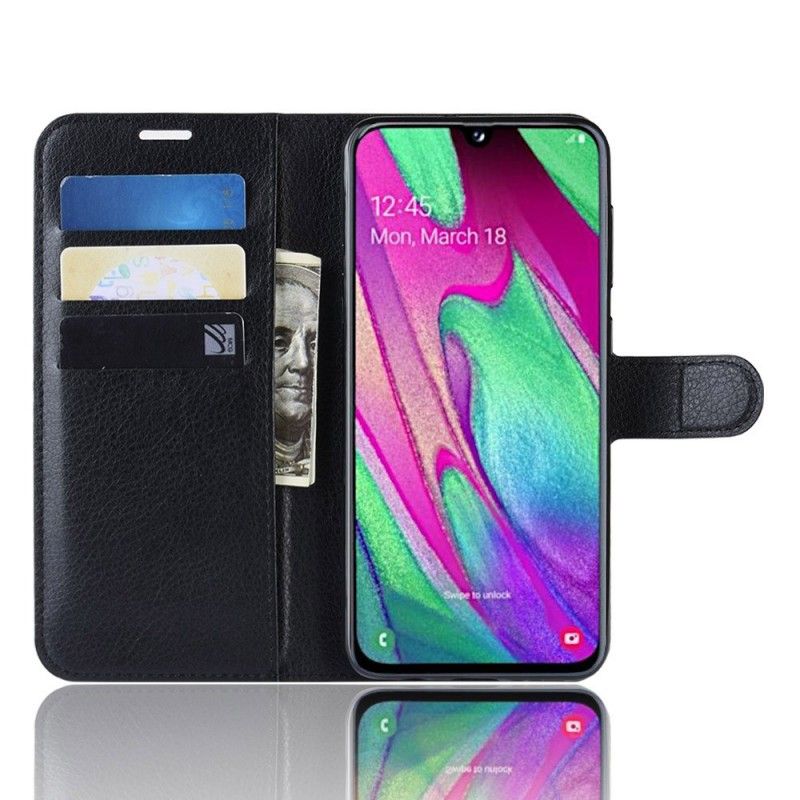 Lederhüllen Samsung Galaxy A40 Schwarz Klassisch