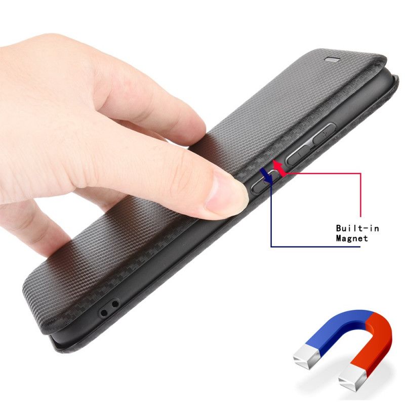 Flip Case Xiaomi Redmi 9A Schwarz Gefärbtes Kohlenstoffsilikon