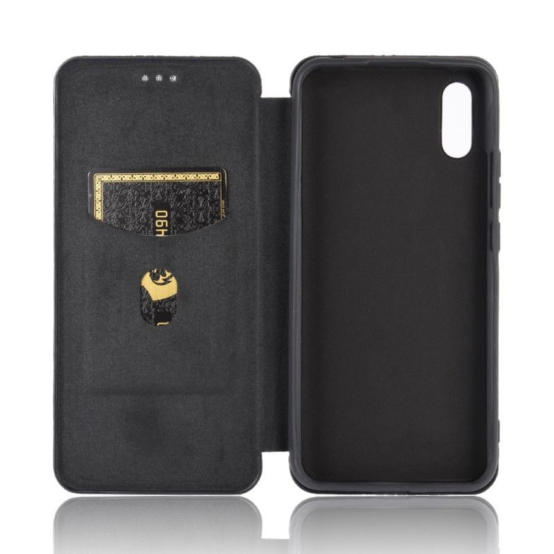 Flip Case Xiaomi Redmi 9A Schwarz Gefärbtes Kohlenstoffsilikon