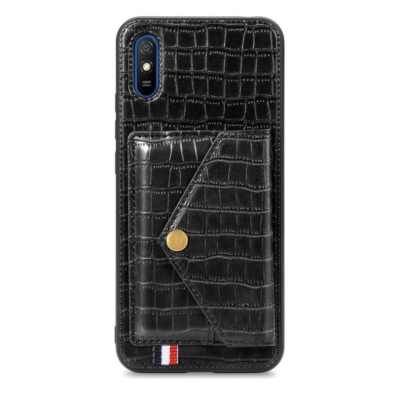 Hülle Xiaomi Redmi 9A Schwarz Krokodilkartenhalter Und -Halter