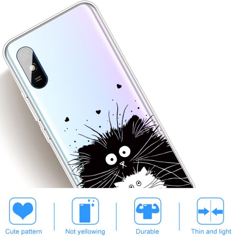 Hülle Xiaomi Redmi 9A Schwarz Pass Auf Die Katzen Auf