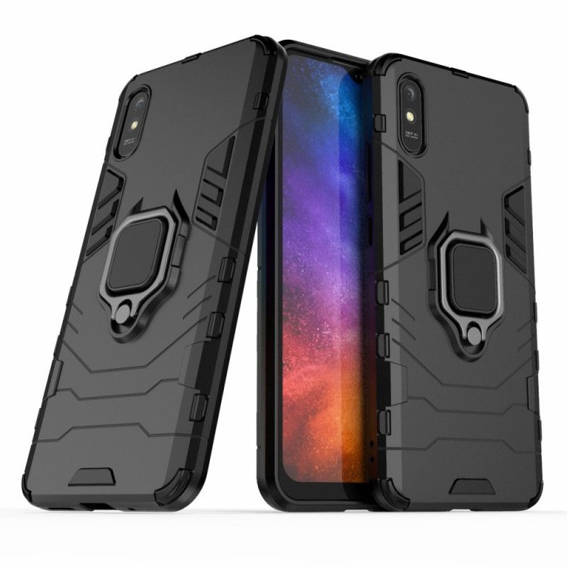 Hülle Xiaomi Redmi 9A Schwarz Widerstandsfähiger Ring