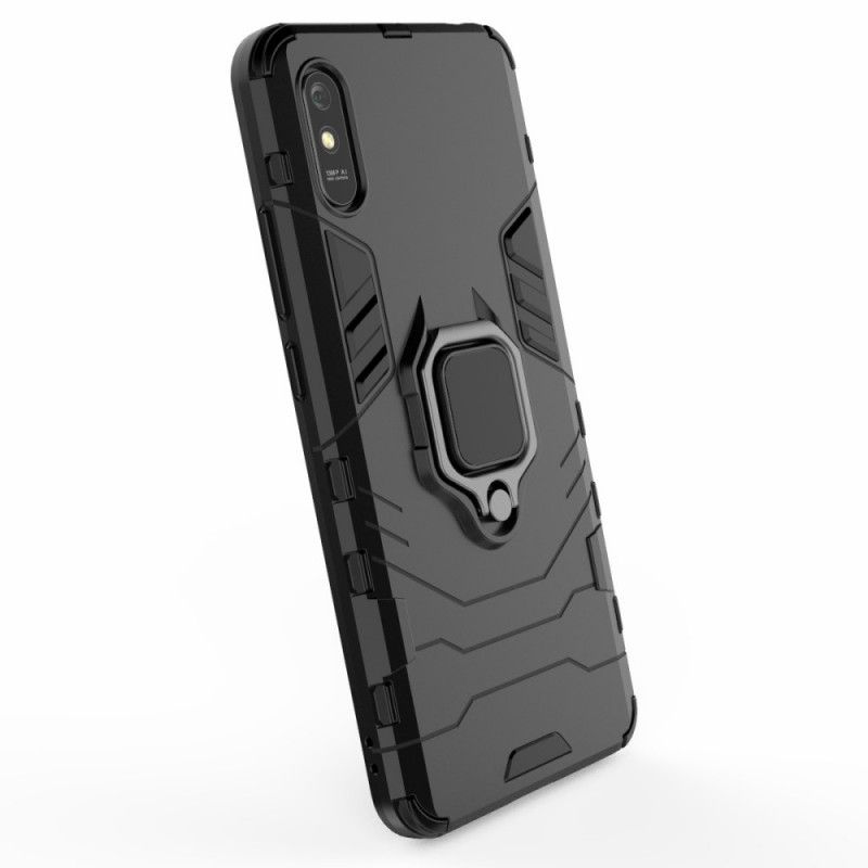 Hülle Xiaomi Redmi 9A Schwarz Widerstandsfähiger Ring