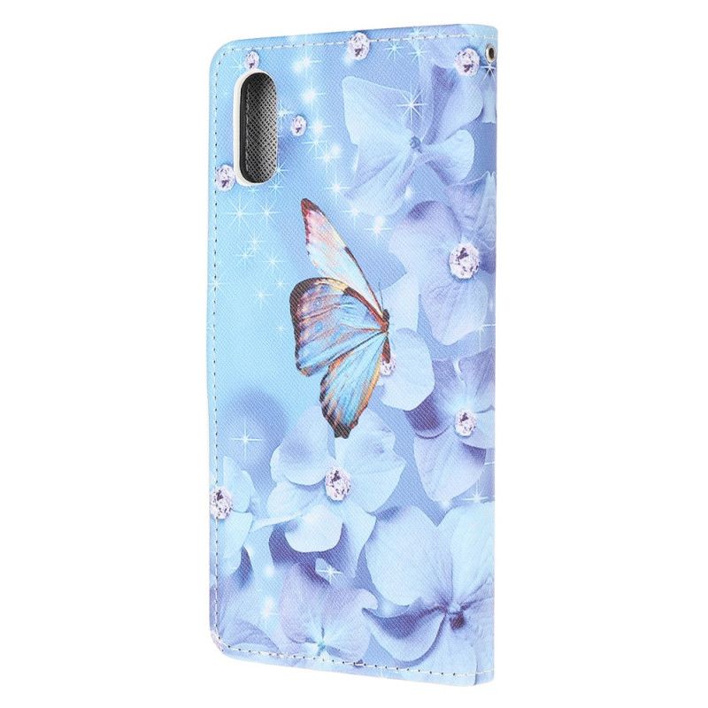 Lederhüllen Xiaomi Redmi 9A Handyhülle Diamantschmetterlinge Mit Tanga