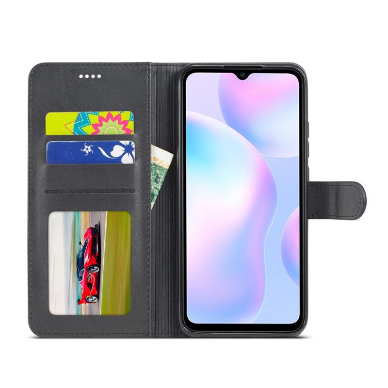 Lederhüllen Xiaomi Redmi 9A Schwarz Handyhülle Lc.Imeeke Ledereffekt