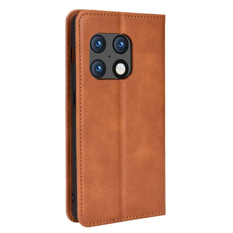 Schutzhülle Für OnePlus 10 Pro 5G Flip Case Stilisierter Vintage-ledereffekt