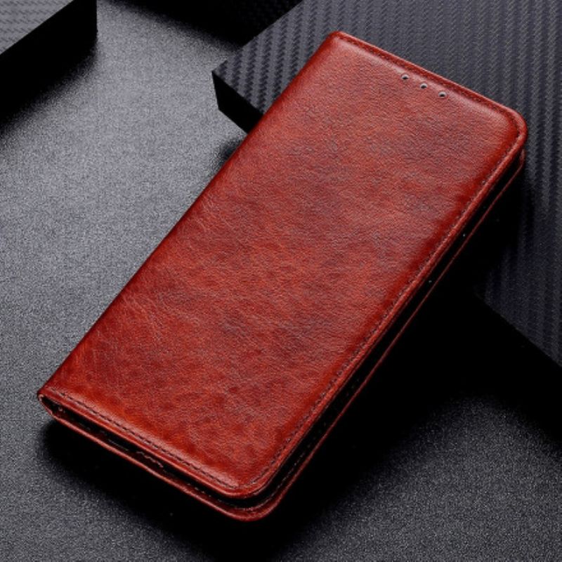 Flip Case Für Xiaomi Mi 11i 5g / Poco F3 Strukturiertes Spaltleder