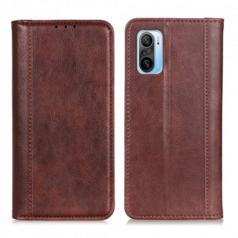 Flip Case Xiaomi Mi 11i 5g / Poco F3 Handyhülle Elegance Spaltleder Litschi