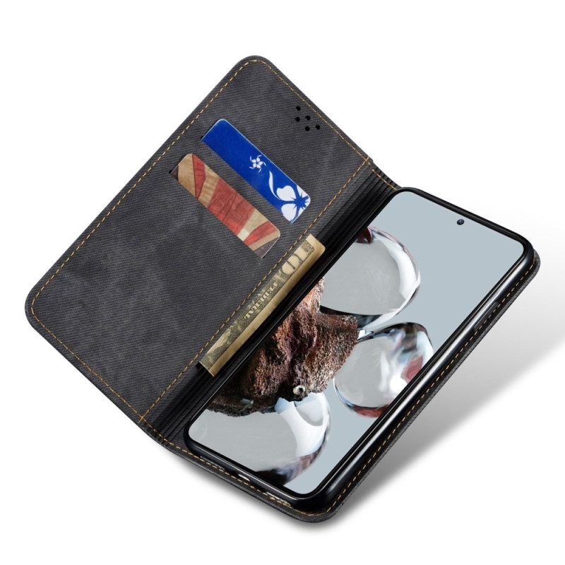 Schutzhülle Für Poco X5 5G Flip Case Denim-stoff