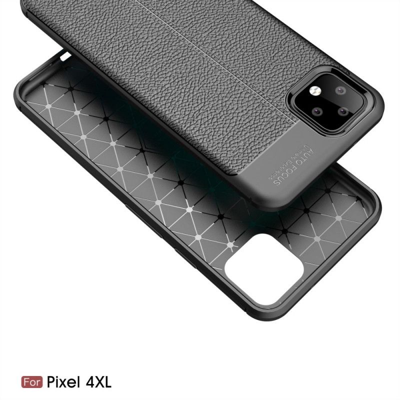 Hülle Google Pixel 4 XL Schwarz Doppellinien-Litschileder-Effekt