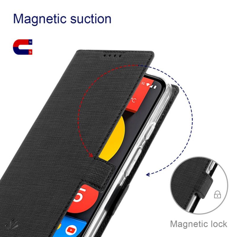 Flip Case Google Pixel 4A 5G Schwarz Texturiertes Vili Dmx