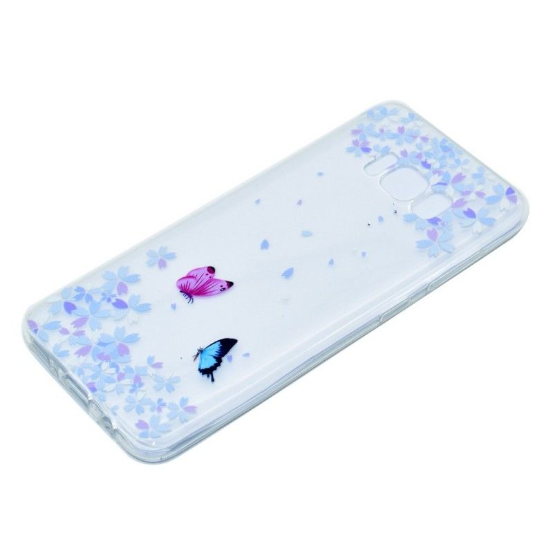 Hülle Samsung Galaxy S8 Transparente Schmetterlinge Und Blumen