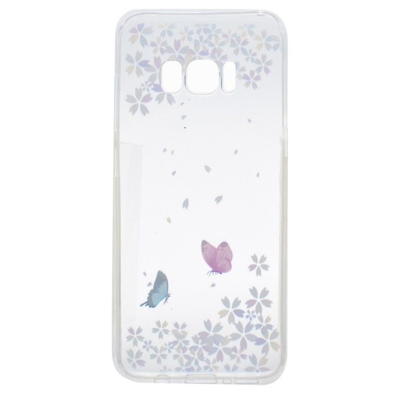 Hülle Samsung Galaxy S8 Transparente Schmetterlinge Und Blumen