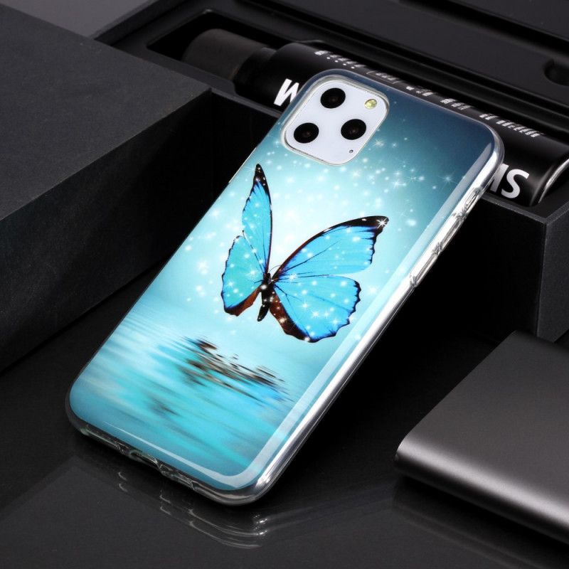 Hülle Für iPhone 11 Pro Fluoreszierender Blauer Schmetterling