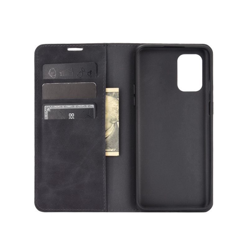 Flip Case Für OnePlus 8T Schwarz Seidenweichledereffekt