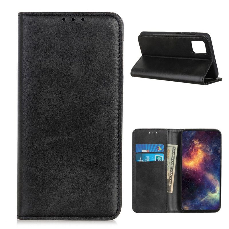 Flip Case OnePlus 8T Schwarz Dezentes Spaltleder