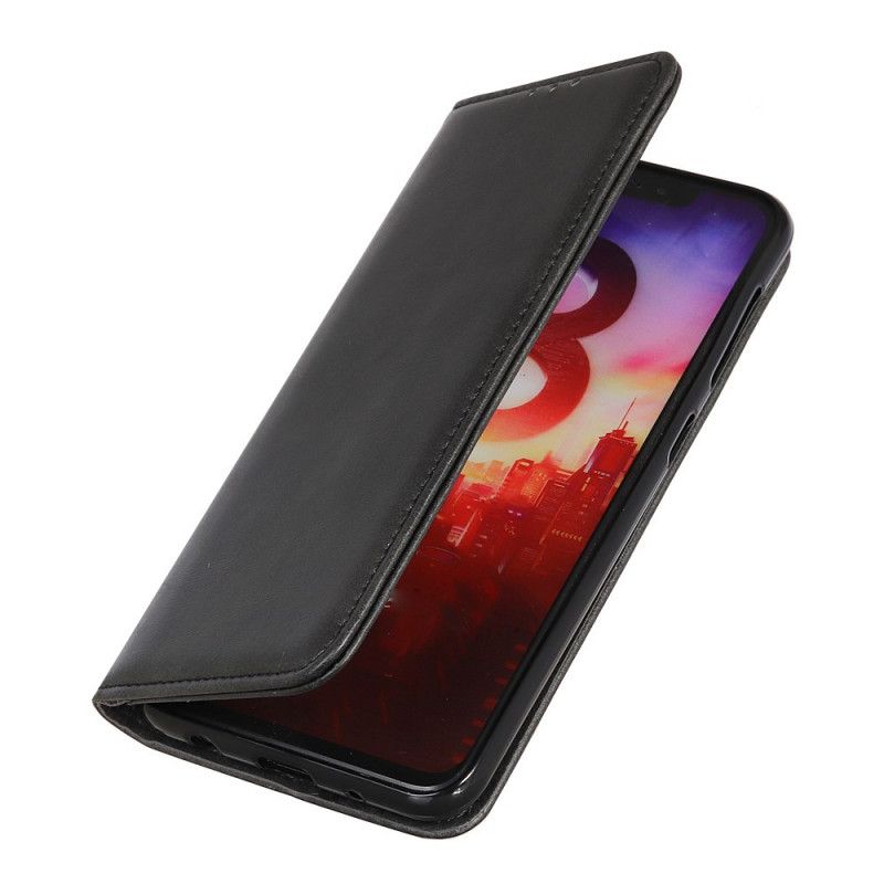 Flip Case OnePlus 8T Schwarz Dezentes Spaltleder