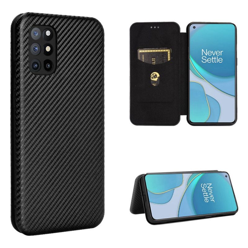 Flip Case OnePlus 8T Schwarz Gefärbtes Kohlenstoffsilikon