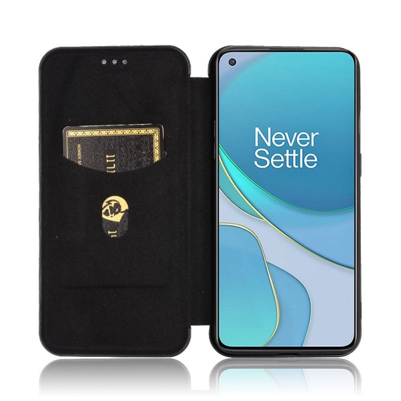 Flip Case OnePlus 8T Schwarz Gefärbtes Kohlenstoffsilikon