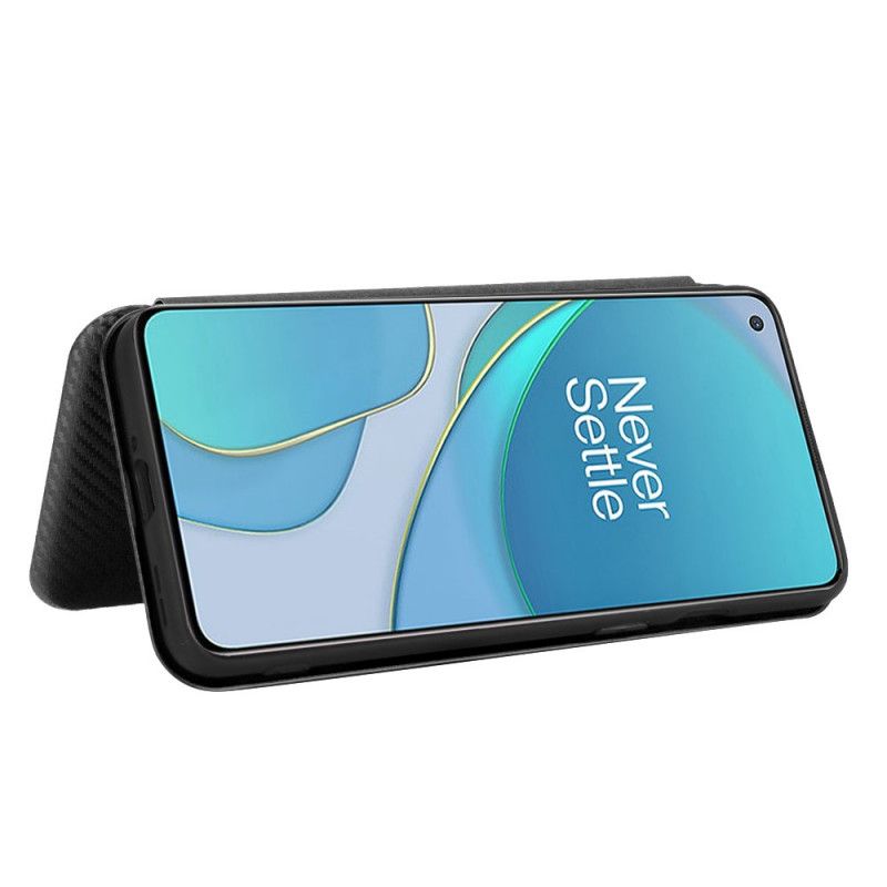 Flip Case OnePlus 8T Schwarz Gefärbtes Kohlenstoffsilikon