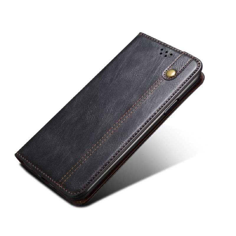 Flip Case OnePlus 8T Schwarz Gewachstes Kunstleder