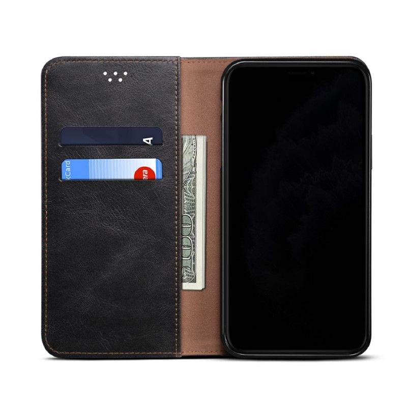 Flip Case OnePlus 8T Schwarz Gewachstes Kunstleder