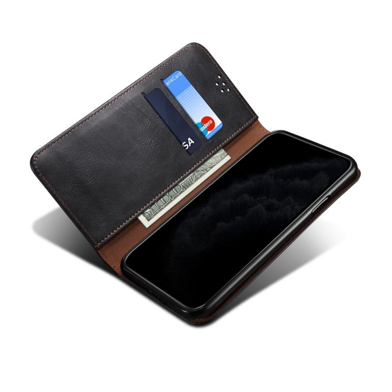 Flip Case OnePlus 8T Schwarz Gewachstes Kunstleder