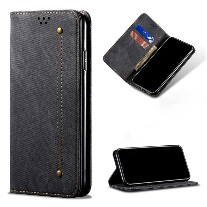 Flip Case OnePlus 8T Schwarz Jeansimitat-Jeans