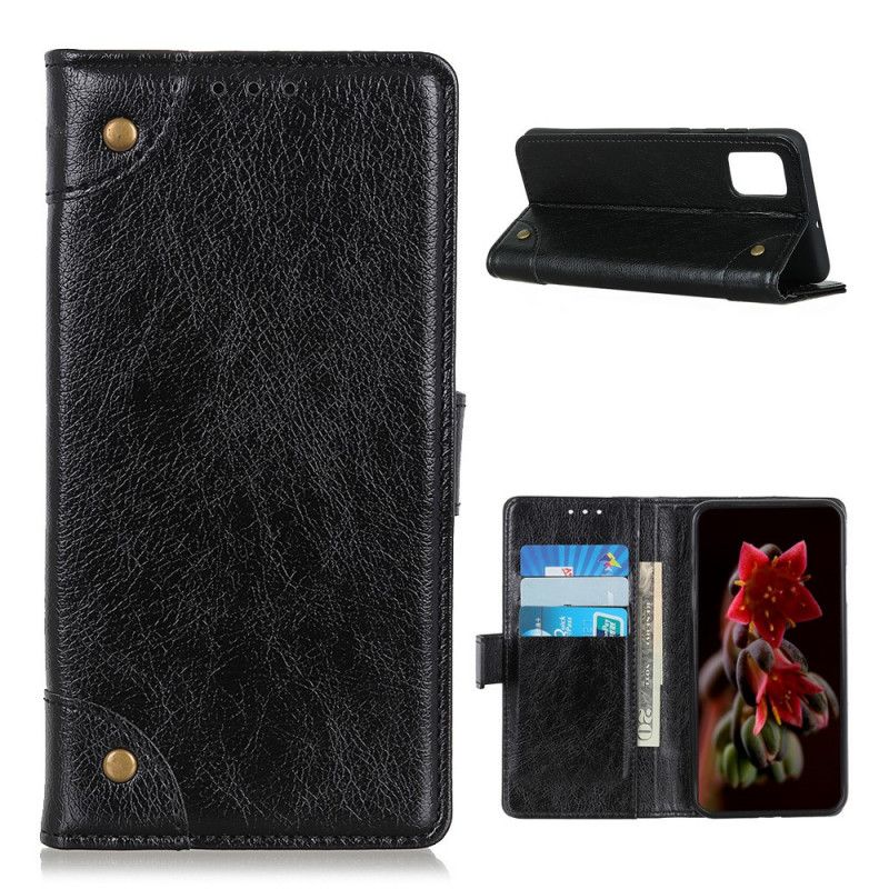 Flip Case OnePlus 8T Schwarz Nappalederstil