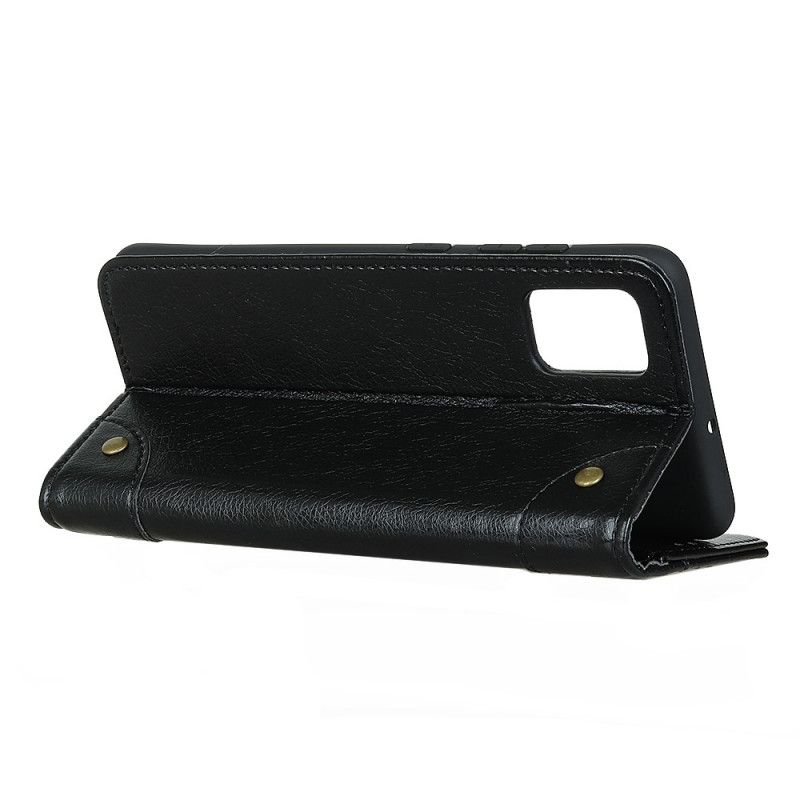 Flip Case OnePlus 8T Schwarz Nappalederstil