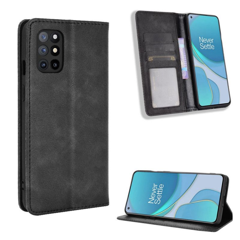 Flip Case OnePlus 8T Schwarz Vintage Stilisierter Ledereffekt