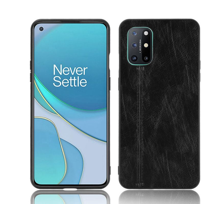 Hülle Für OnePlus 8T Schwarz Ledernähte