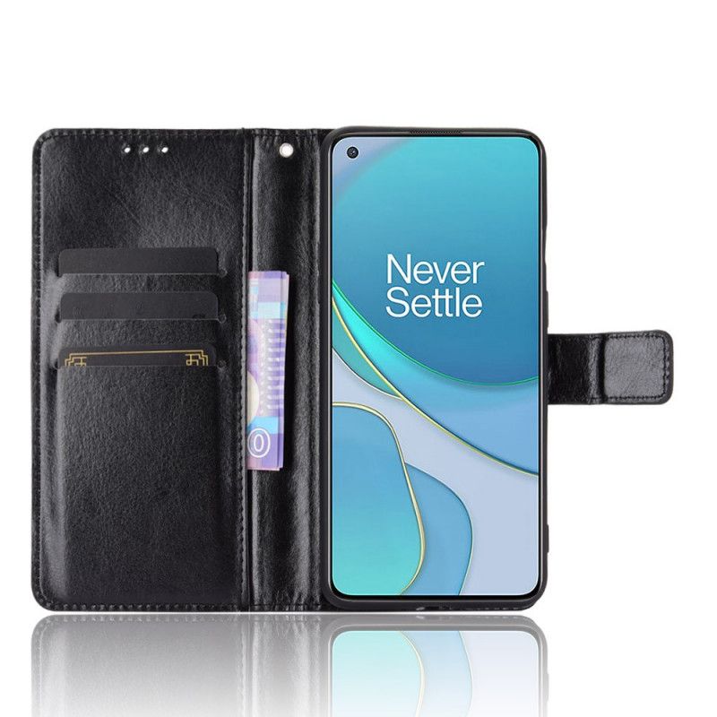 Lederhüllen Für OnePlus 8T Schwarz Auffälliges Kunstleder