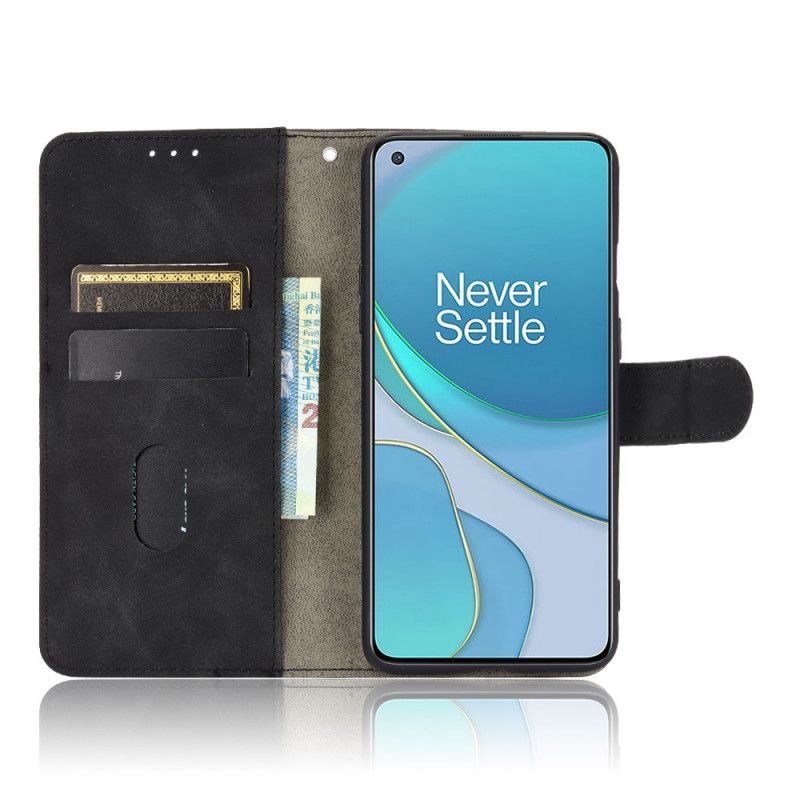 Lederhüllen OnePlus 8T Schwarz Handyhülle Hautberührung