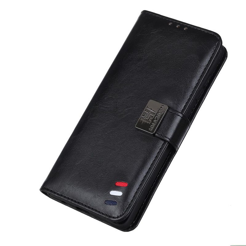 Lederhüllen OnePlus 8T Schwarz Handyhülle Vintage Dreifarbiger Ledereffekt