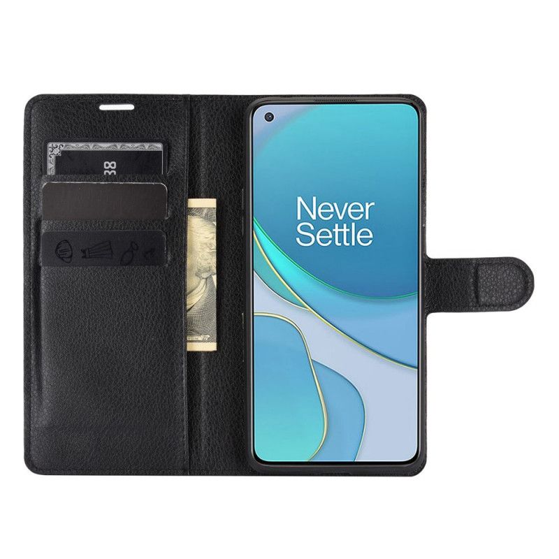 Lederhüllen OnePlus 8T Schwarz Klassisch