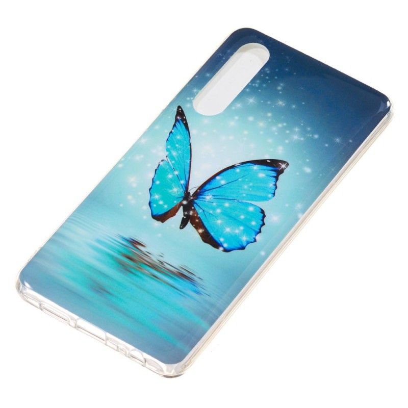 Hülle Für Huawei P30 Fluoreszierender Blauer Schmetterling