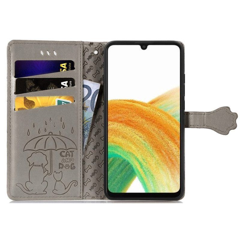 Flip Case Für Samsung Galaxy A13 Animierte Tiere