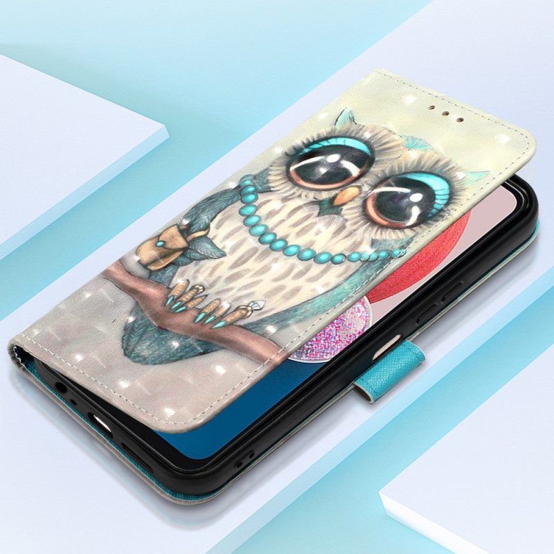 Flip Case Für Samsung Galaxy A13 Mit Kordel Miss Owl Mit Riemen