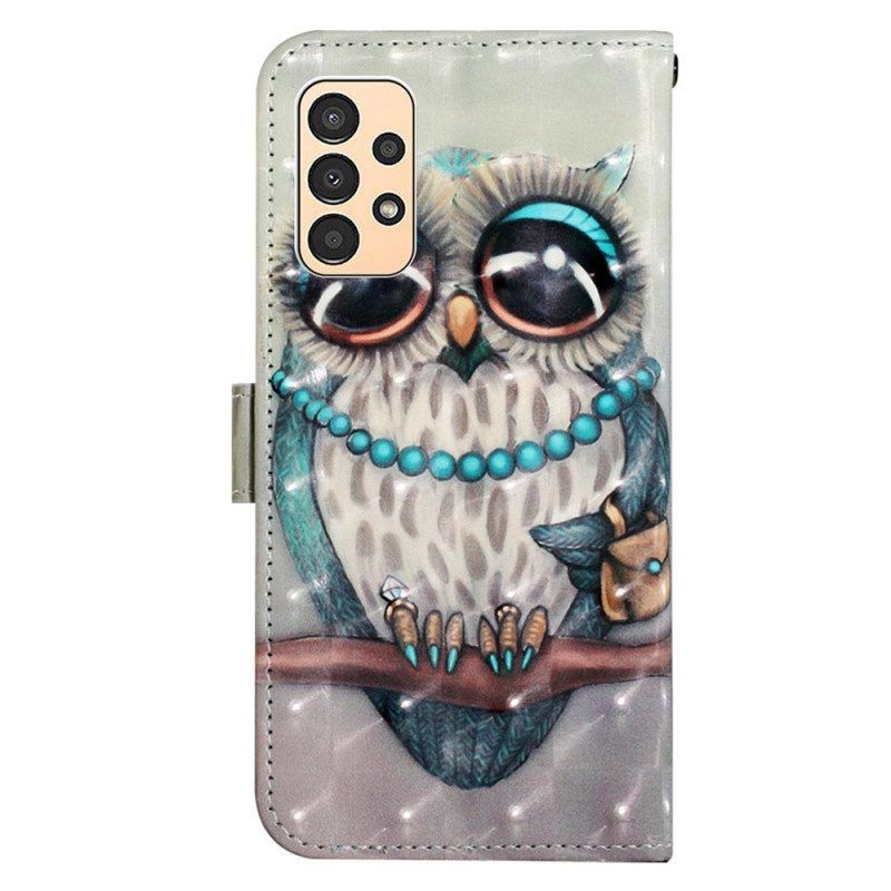 Flip Case Für Samsung Galaxy A13 Mit Kordel Miss Owl Mit Riemen