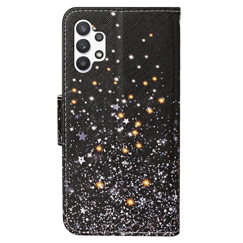 Flip Case Für Samsung Galaxy A13 Mit Kordel Schwarzes Riemchen