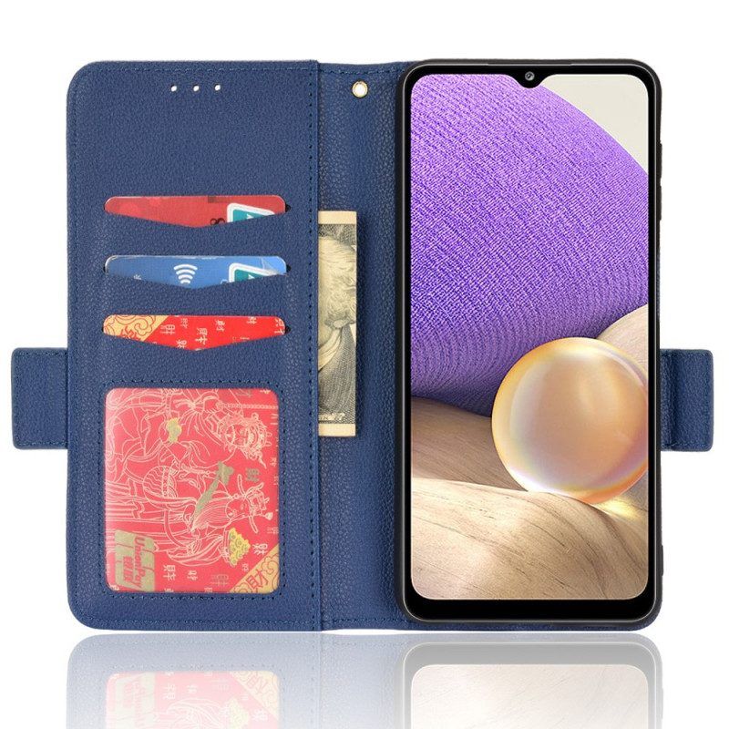 Flip Case Für Samsung Galaxy A13 Traditionelles Litschi-kunstleder