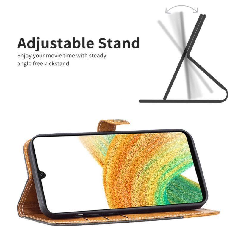 Flip Case Für Samsung Galaxy A13 Zweifarbige Binfen-farbe