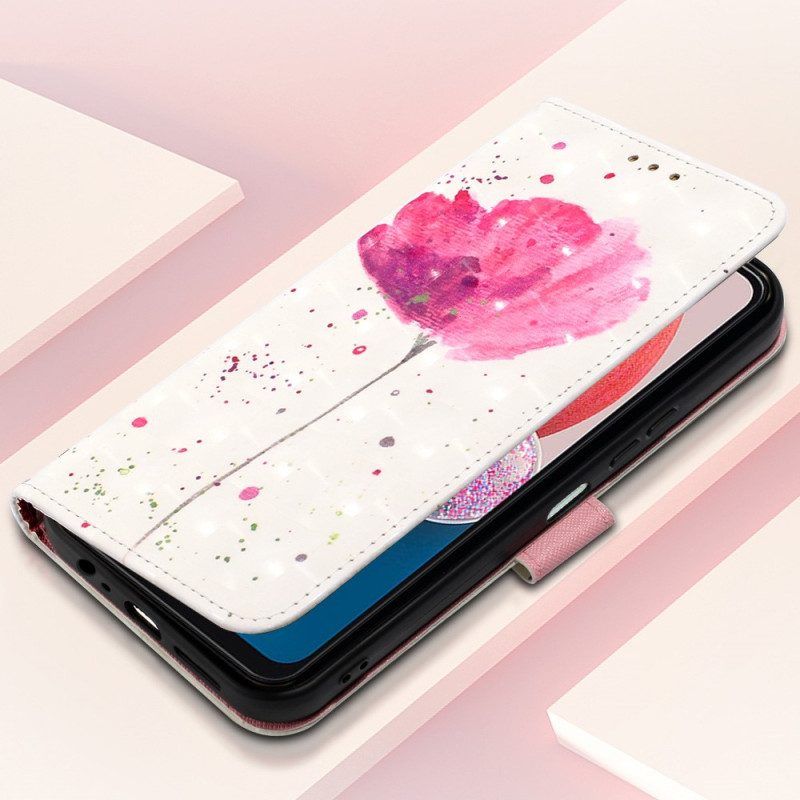 Hülle Flip Case Für Samsung Galaxy A13 Mit Kordel Riemen Mohn