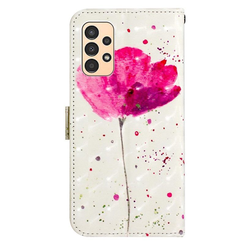 Hülle Flip Case Für Samsung Galaxy A13 Mit Kordel Riemen Mohn