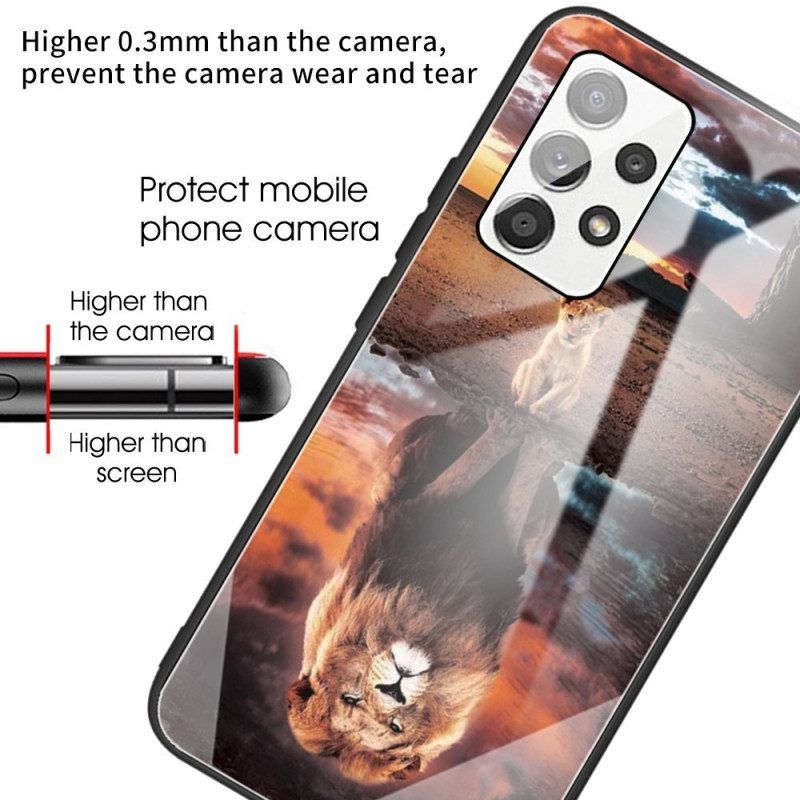 Hülle Für Samsung Galaxy A13 Löwenjunges Traum Gehärtetes Glas