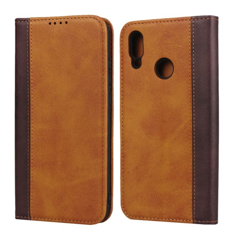 Flip Case Huawei P Smart 2019 Rot Zweifarbiger Ledereffekt