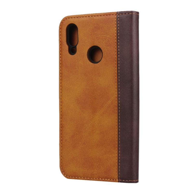 Flip Case Huawei P Smart 2019 Rot Zweifarbiger Ledereffekt