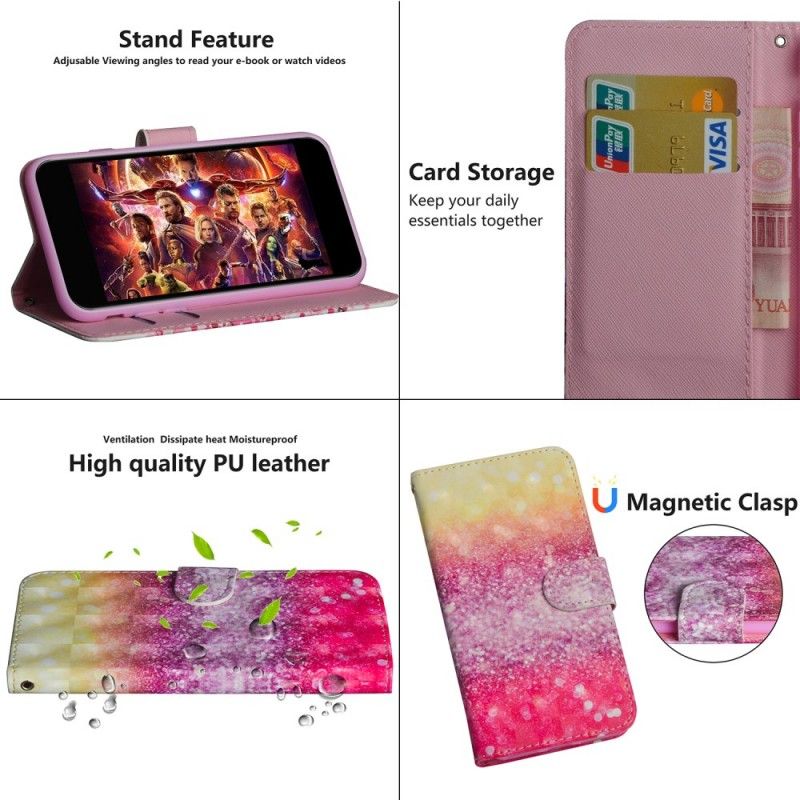 Lederhüllen Huawei P Smart 2019 Handyhülle Gradient Magenta Glitter